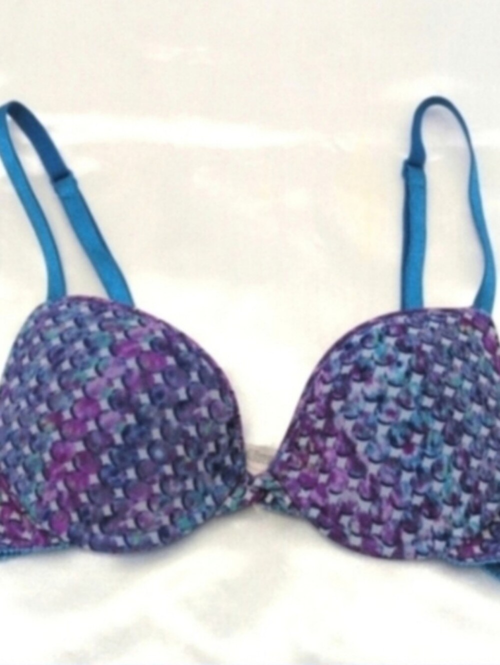 Purple  Blue Patterned Push-Up Bra by On Gossamer 34A